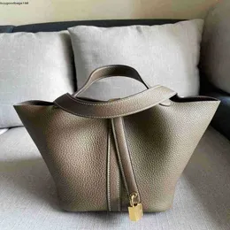 Designer Bag Picotins Handbags Luxury Ya Handmade Vegetable Basket Water Bucket Bag P1822 Imported Tc Cowhide Elephant Grey Black Handheld Womens