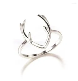 Anéis de casamento Oferta limitada OMYFUN Antler Ring 925 Sterling Silver Jewelry Deer Prata De Anel Cute Animal Anillo Bijoux9447944