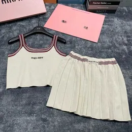 designer MM Family 24 Early Spring New Tank Top+Half Skirt Knitted Small Tank Top Spicy Girl Looks Fashionable and Versatile, Slimming and Slimming S4PV