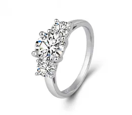 Moissanite s 60mm corte redondo moissanite diamante noivado casamento anel de auréola duplo presente de prata para mulheres 5156940