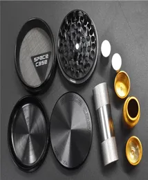 1 pz Nero Argento Space Case Grinder Herb Grinder Smerigliatrici in metallo in lega di alluminio 4 strati 63 cm Diametro con pressa per polline9711973