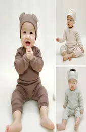 Jumpsuits 024m Born Kid Baby Boy Girls Clothes Autumn Winter Long Sleeve Romper Casual Plain Stretch Jumpsuit Söt söt bomull O6003016