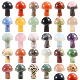 Stone Small Natural Quartz Stone Mini Mushroom Carving Crystal Healing Decoration Crafts Drop Delivery Jewelry Loose Beads Dh9Kf
