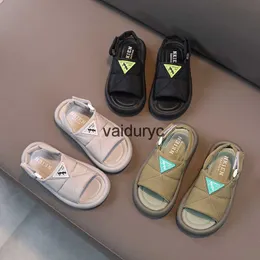 Sandálias 2023 verão nova edição coreana velcro para meninos e meninas lazer moda dentes abertos sapatos de praia crianças bebê sandáliash240307