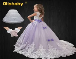 Boże Narodzenie Dziewczyny Kwiatowy koronkowy bez rękawów Eleghant Wedding Evening Dress Children 039s Gown Długie przyjęcie urodzinowe Dres5153749