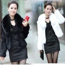 Haining Women's Clothing Fox och Rabbit Splicing For Heat, High Imitation Fur Coat med förtjockad grön fruktkrage 303628