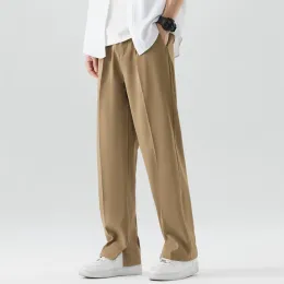 Byxor 2023 Nya Lightthin Korean Mäns byxor Casual Suit Pants Straight Loose Semiwide Sweatpants Soft Wide Leg Long Baggy byxor