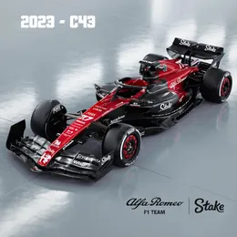 Bburago 1 43 Alfa Romeo Team Stake C43 24 # Zhou Guanyu 77 # Valtteri Bottas Liga Super Toy modelo de carro fundido 240219
