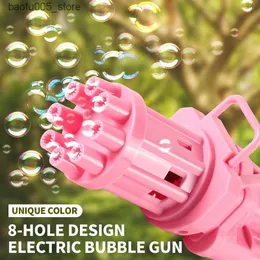 ألعاب Novelty Kids Automatic Gatling Bubble Guns Toy 8 Holeles Electric Machine for Outdoor Summer Children Toys Boys Girls Bath 220707 Q240307