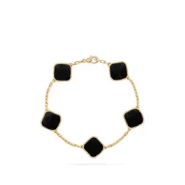 Luxury Classic Designer Armband Leaf Clover Armband Designer Chain 18K Guldskal för tjej Bröllop Moder 'Dag Fashion Jewelry Women Gift