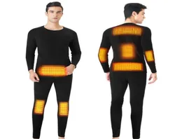 Gym Clothing Heated Underwear Washable USB Charging Electric Thermal Shirt Pants Insulated Heating Sport With 3 Level Temperatur9690097