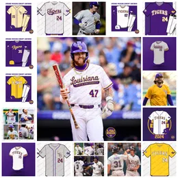 Personalizado LSU Baseball Jersey 38 Luke Holman 30 Nate Ackenhausen 8 Hayden Travinski 7 Alex Milazzo 10 Michael Braswell Custom Stitched LSU Tigers Jerseys