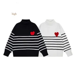 Amis Am I Paris Sweater Amiparis Classical Black Strip Stripe Designer Jumper Jacquard Love Heart Coeur عرق الرجال نساء نساء يتيح