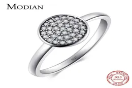 Modian Authentic 2021 Toppkvalitet REAL 925 Sterling Silver Round Ring Fashion Vintage Clear Cubic Zirconia Jewelry for Women3350427