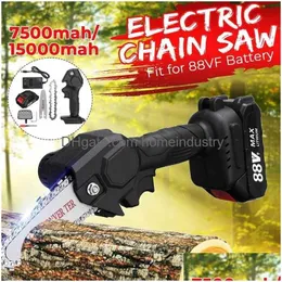 Electric Saw 88V Electric Mini Chain Saws Pruning Chainsaw Cordless Garden Tree Logging Trimming Saw For Wood Cutting With Lithium Bat Dhxv4