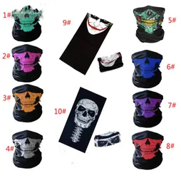 Skull Half Face Mask Scarf Bandana Rower Motorcycle Szaliki Szalik szyja maska ​​maska ​​rowerowa cosplay rowerzystny Bandanas 10 Color5994441