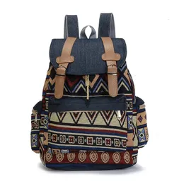 Женский рюкзак с национальным принтом, парусиновые школьные сумки для подростков, сумка на плечо, дорожный рюкзак выходного дня, джинсовый Mochilas Femininas 240226