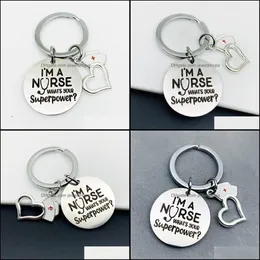 Kliny Akcesoria mody 10pc Stal nierdzewna Charm Woman Bag Key Ring Holder Jewelry Im A Nurse Wiselant Hospital DA259M