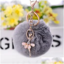 حلقات مفاتيح جديدة راقصة الباليه لطيفة مع راينستون الباليه p ball keyrings للهدايا سحر سلسلة مفاتيح المجوهرات 6pcs/الكثير drop de dhuqb