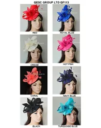 Ny ankomstexclusiv design Sinamay Fascinator Hat with Feather Flowssinamay Loops for Melbourne CupweddingKentucky Derbych2722865