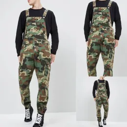 بنطلون أنيقة رجالي الرجال camo dungarees عمل زرة مريلة ودعم الدنيم المموه القتالية القتال بذرة رومبير بنطلون غير رسمي