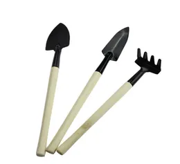 Mini kit de ferramentas de jardim pequena pá ancinho cabo de madeira cabeça metal crianças jardineiro ferramenta planta jardinagem za25964143759