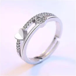 حلقات الكتلة Diamond Heart Ring Womens Open Open Collable Completing Rings Mathicle Modern Will and Sandy Gift Drop Drop Delivery Je Dhrlo