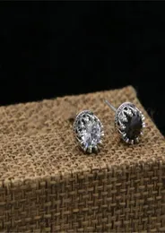 stud 925 Sterling Silver Earrings with Black White Stones Handmade Vintage Vintage Luxury Jewelry Associory Gift6393578