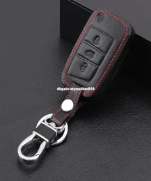 Black Leather Key Chain Ring Cover Case Holder Car Styling för VW Golf 7 GTE GTD GTI MK7Polo 2015 2016 för Skoda Octavia A7 RS6603984