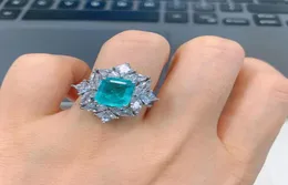 Küme Yüzük Knriquen 8 10mm Paraiba Tourmalin Taş Yüzüğü Vintage Düğün Nişan Güzel Takı Hediyesi Kadınlar için Cazibe Acces3916869