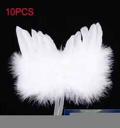 10pcs عيد الميلاد Decroations Angel Ring Wings Hanging Props White Plush Feather Ornament Decord 4273043