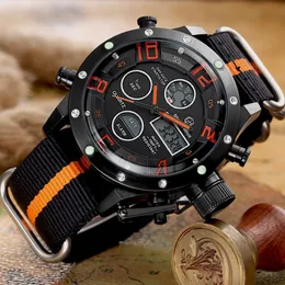 Reloj Hombre Goldhour Men Watch 자동 스포츠 디지털 쿼츠 캔버스 스트랩 날짜 방수 맨 시계 relogio masculino289r