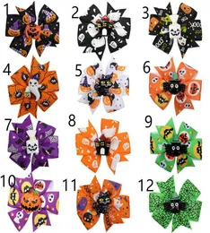 12 Stil 3 Zoll Baby Halloween Ripsband Schleifen MIT Clip Mädchen Kinder Geist Kürbis Baby Mädchen Windrad Haarspangen Haarnadel Acc4605922