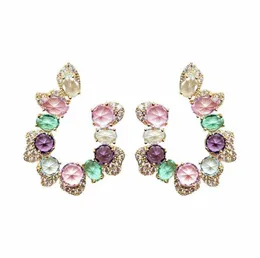 Stud SINZRY moda bijuterias de alta qualidade zircão cúbico colorido bling cristal geométrico coreano brincos brilhantes 2210142180636