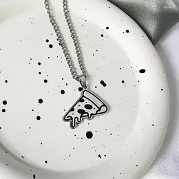 قلادة قلادة 2024 Trend Pizza Necklace for Women Men Titanium Steel Sweater Sweater Chain No Fade Jewelry Hip Hop Punk Associations