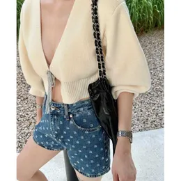 designer AW23ss SpringSummer New Hot Diamond Full Hot Diamond High Waist Denim Shorts Minimalist Fashion Comfortable Versatile Shorts XYM1