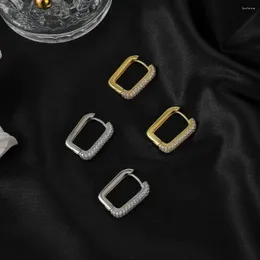 Серьги-кольца, простые модные винтажные геометрические роскошные вечерние ювелирные изделия, женские квадратные серьги-гвоздики в корейском стиле с цирконием