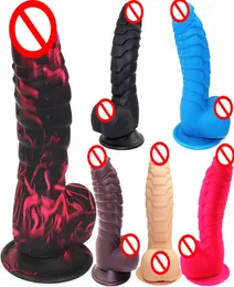 Dinozor Ölçekleri Dildo Gspot Silikon Orgazm Masajı Emme Kupası Konsolador Para Mujer Erotik Ejderha Dildo oyuncak T20062214182