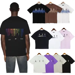 Męskie damskie projektant Amirs T koszule drukowana moda Man T-shirt Najwyższa jakość bawełny TEES Casual Tees krótki rękaw Luksusowy hip-hop streetwear splash-ink liter druk tshirts