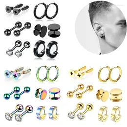 Ohrstecker 12PCS Edelstahl Punk Ohrring Set Männer Ohrring Hoop Lot Gothic Pack Für Frauen Gefälschte Ohr Stecker Unisex