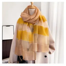 Scarves 2024 Silk Wool Solid Women Scarf Summer Long Fashion Female Neck Brand Office Handkerchief Winter Sjaal Cachecol Top
