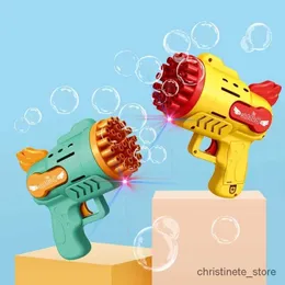 Giochi con la sabbia Divertimento in acqua 23-29 fori Pistola per bolle d'angelo Pistola per bolle a razzo Soffiatore automatico con liquido a bolle Giocattolo per bambini Regalo di Natale a bolle