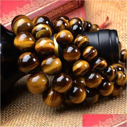 Frisado Strand 6/8/10/12mm Pedra Natural Tiger Eye Cristal Beads Pulseiras Para Homens Mulheres Amante Casal Pulseira Buda Charme Saudável Dr Dhfnk