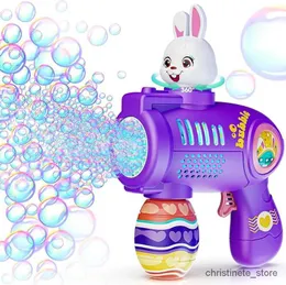 Sand Play Water Fun Huge Wave Easter Bunny Bubble Machine Gun for Toddlers Easter Basket Stuffers for Kids Ages 3-8 Automatic Bubble Maker