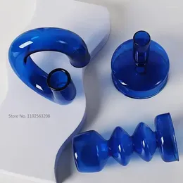 Kerzenhalter Kerzenhalter Vase Halter für Dekor Regenbogen Wohnzimmer Hochzeit Glas Nordic Blue Home Dekoration Tisch Zimmer Blume