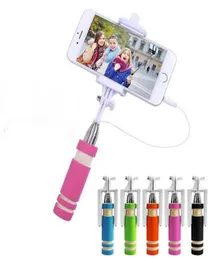 Foldable Super Mini Wired Selfie Stick Handheld Extendable Monopod wired shutter Handle Compatible with cell phone1415526