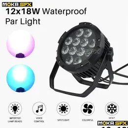Par Light Waterproof Par Light 12x18W LED -scenstång utomhus kan IP65 RGBWAADDUV 6in1 för teaterpartievenemang Belysningsutrustning Drop DHHTF