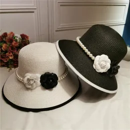 Французские винтажные и элегантные длинные шелковые шляпы Хепберн, рыбацкая шляпа с жемчужным цветком, шляпа для морского курорта, пляжная шляпа, шляпа для загара, женская шляпа 240307
