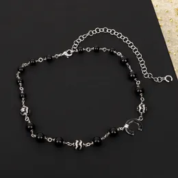 2024 Luxury quality charm pendant necklace with diamond and black color beads in silver plated have stamp box PS3090B