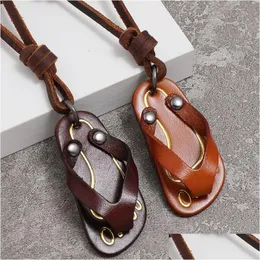 Pendant Necklaces Punk Summer Slipper Necklaces Leather Pendant Necklace Adjustable Chain For Women Men Gift Fashion Jewelry Drop Deli Dhv5E